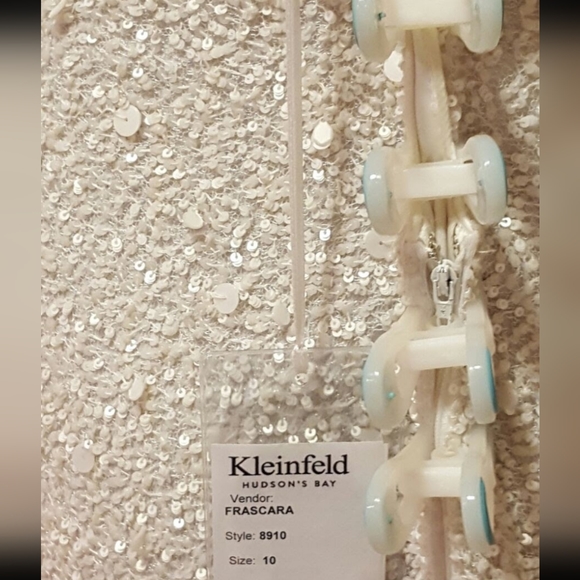 Frascara Wedding Dress White Beaded Sequin Sheath High Neck Low Back Gown - Picture 6 of 7